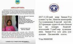 Алга болсон 8 настай охины мэдээллийг 5 сая төгрөгөөр авна