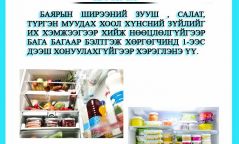 Хоол хүнсийг хөргөгчинд нэгээс дээш хонуулалгүй хэрэглээрэй
